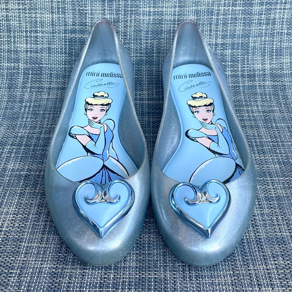 Mini Melissa Sweet Love Cinderella Disney Princess ballet flats Dress Shoes 2 Y - Picture 2 of 11